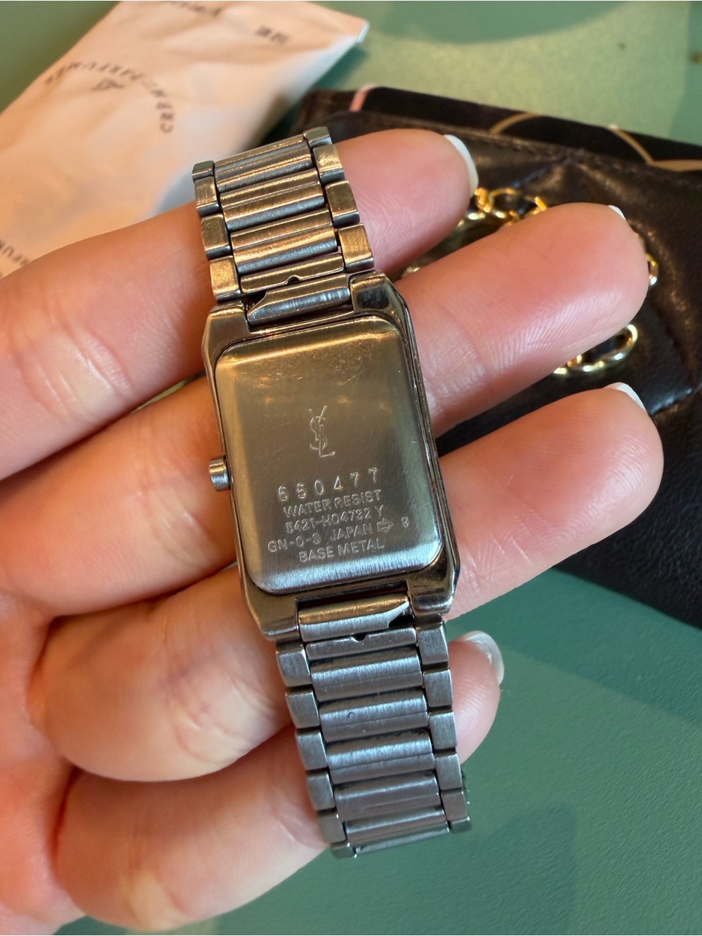 Yves Saint Laurent Silver Rectangular Stainless Steel Watch with White Dial - Picture 3 of 5